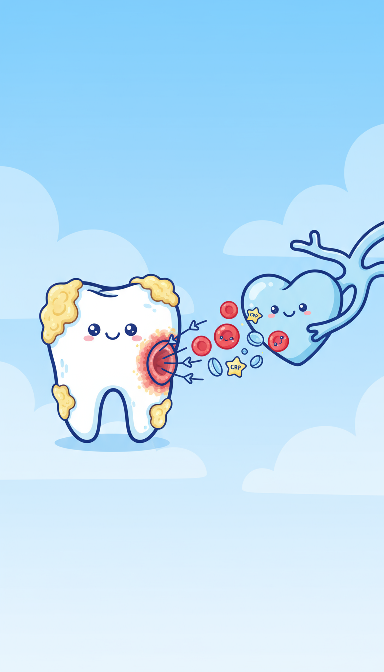 Diagram showing the connection between periodontal disease and cardiovascular disease