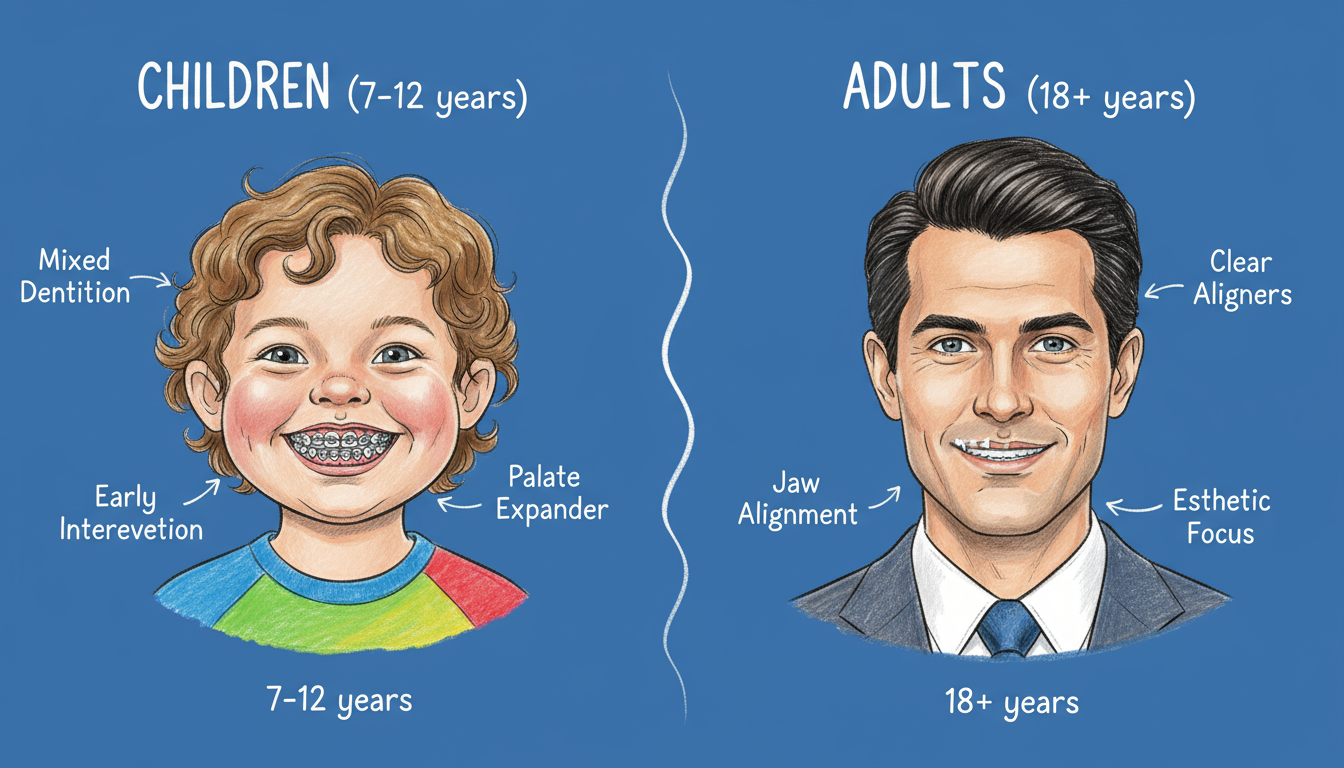 Comparison of orthodontic timing for children, teenagers, and adults
