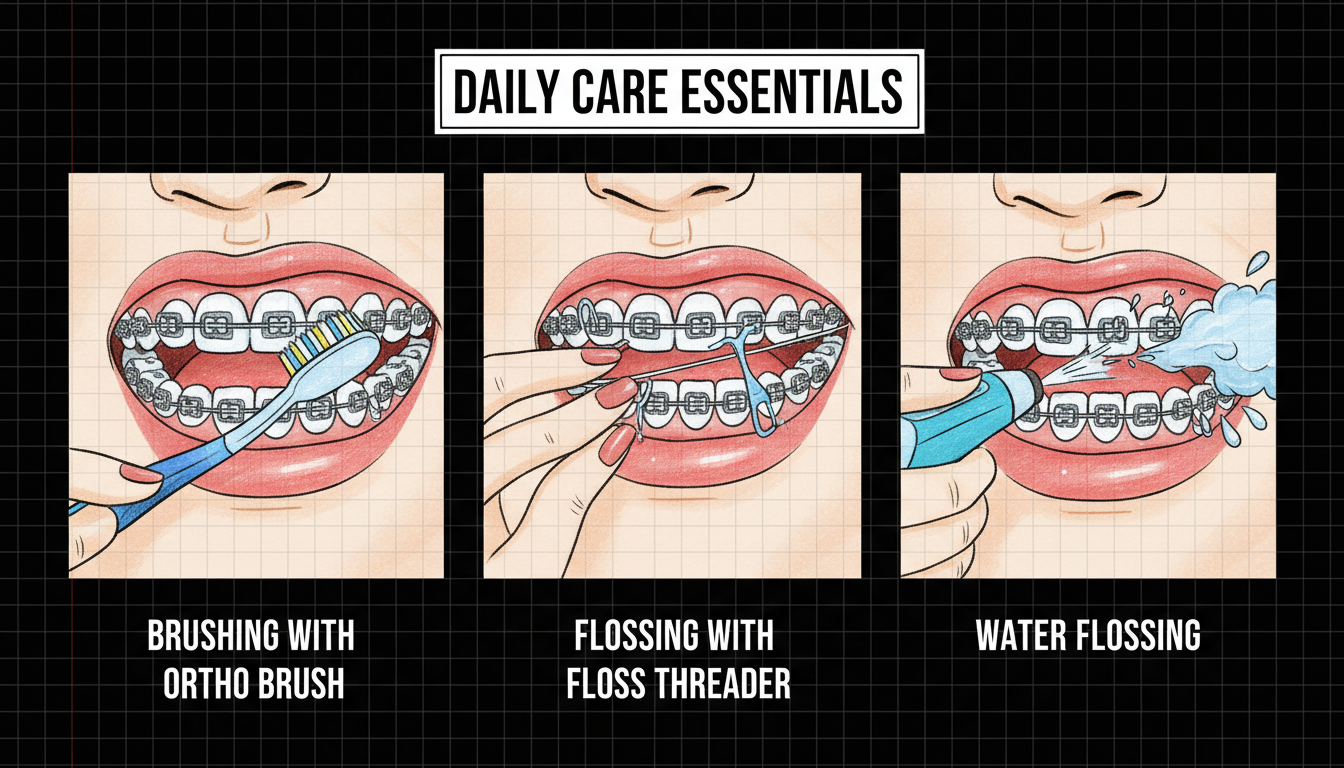 Daily care routine during orthodontic treatment
