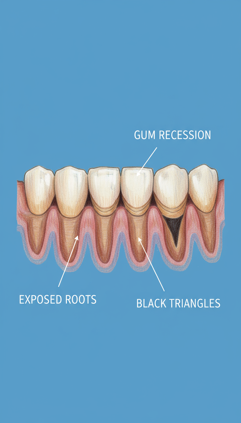 Progressive stages of periodontitis showing bone loss and tooth mobility
